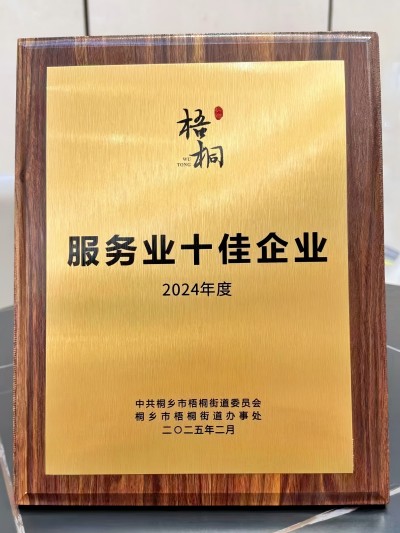 桐乡德奥荣获“2024年度服务业十佳企业”荣誉称号